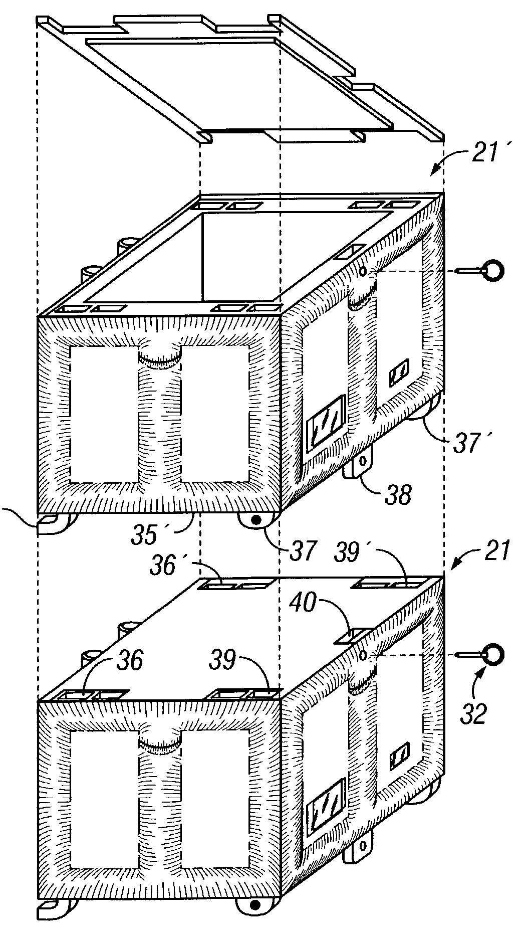 Transportable containers apparatus and method