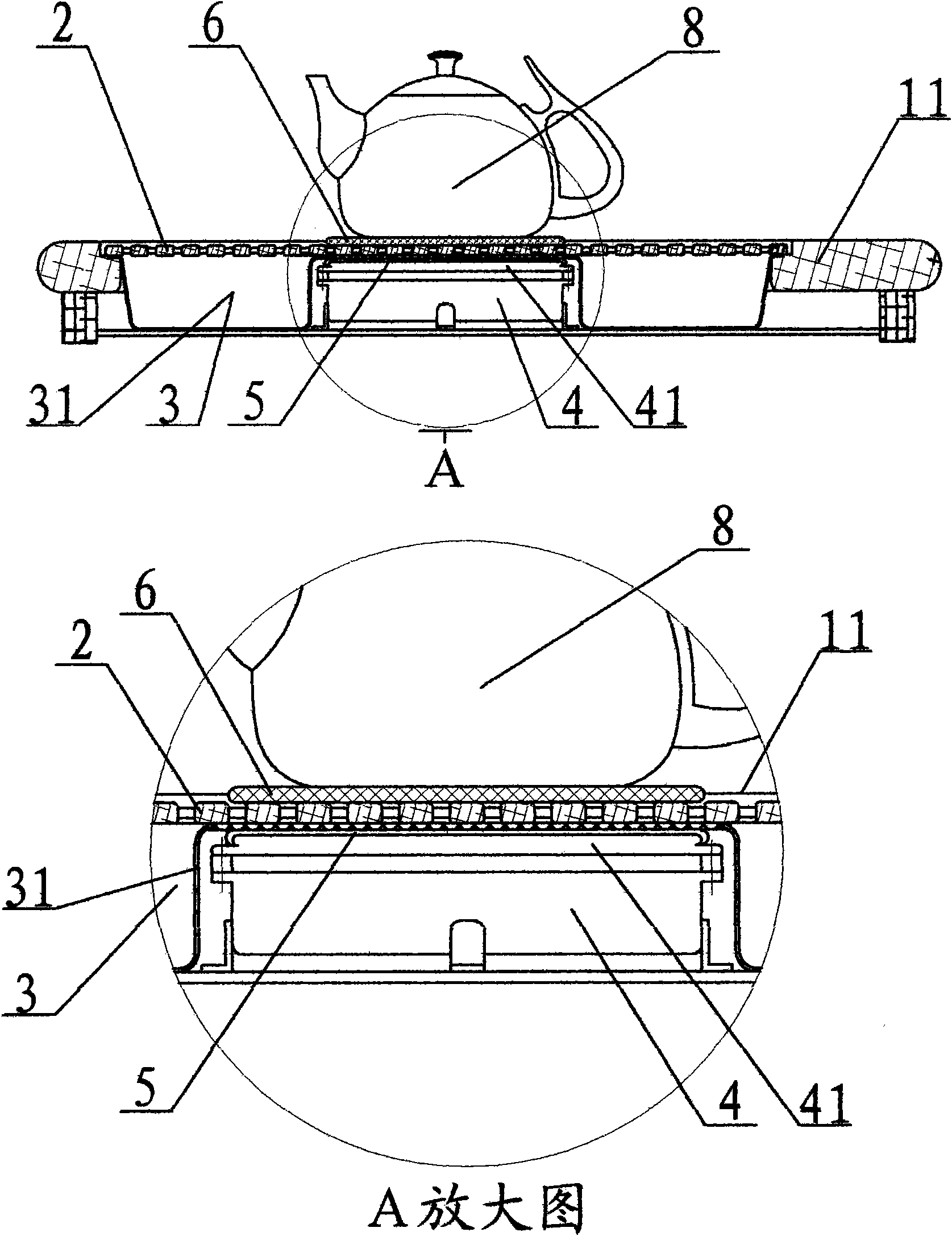 Tea appliance having induction heating waterproof hood