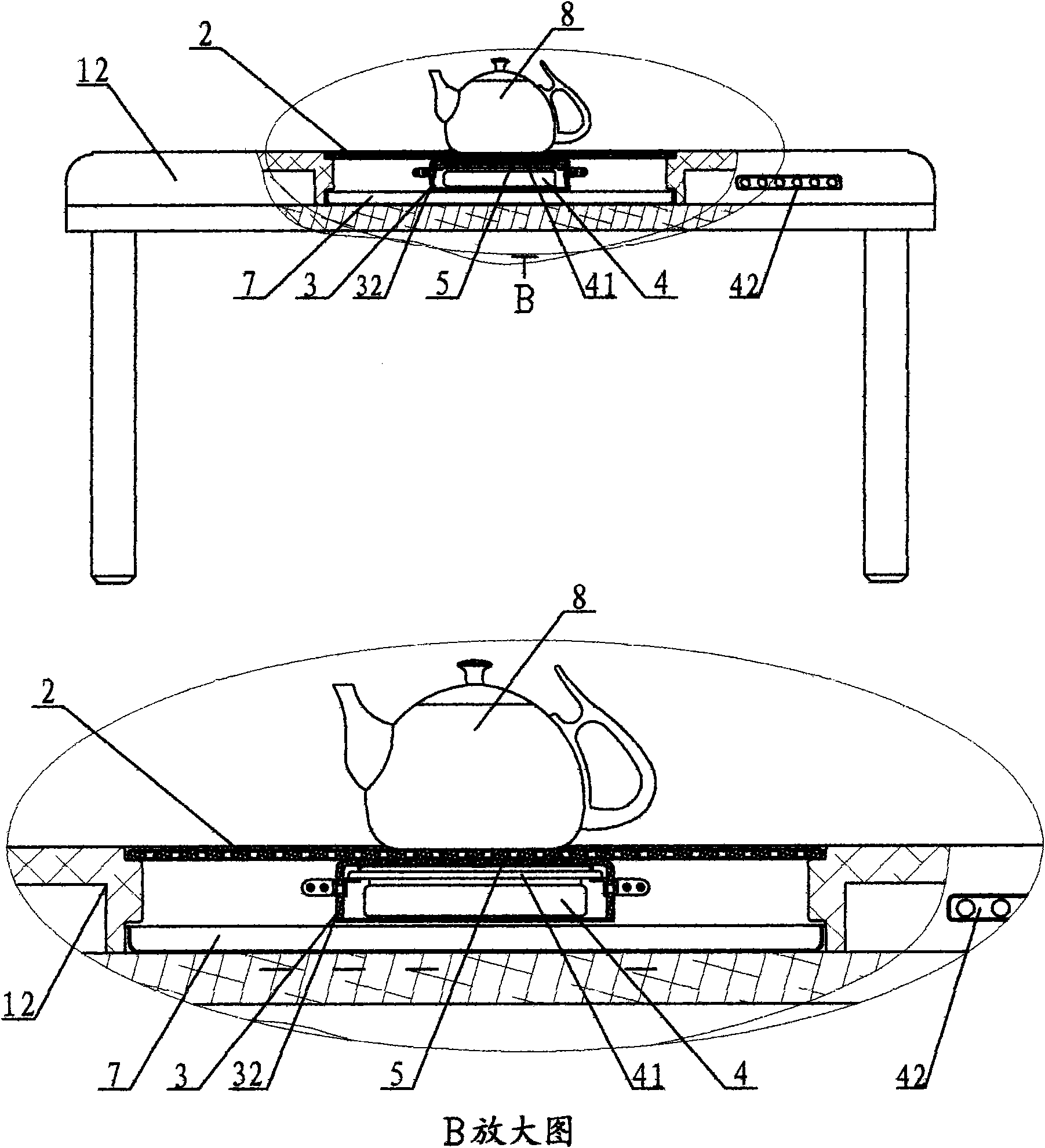 Tea appliance having induction heating waterproof hood