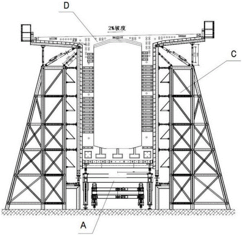 Prefabricated steel template system of large-span and ultrahigh distorted body matched box beam