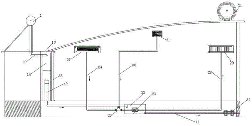 Solar water heater system capable of providing sunlight greenhouse heat-storage and ventilation functions