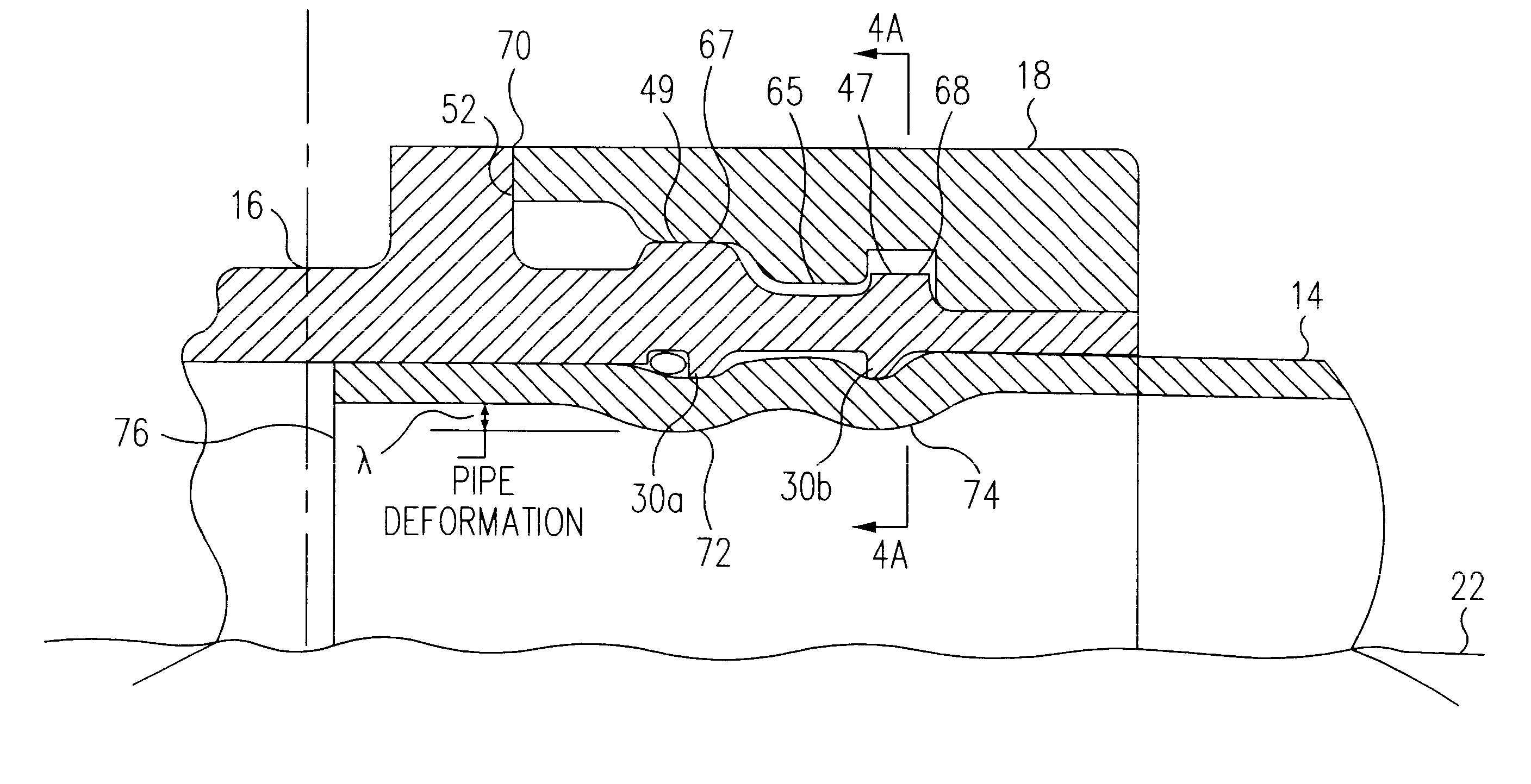 Axial swage fitting for large bore pipes and tubes