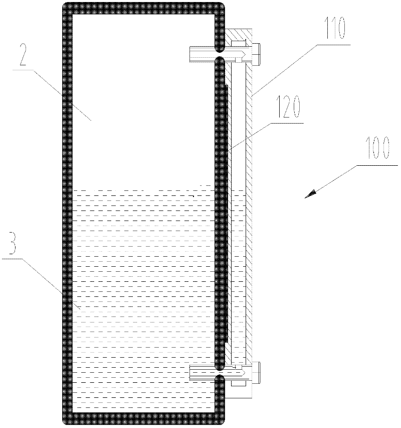 Liquid level display device, container using same and engineering plant