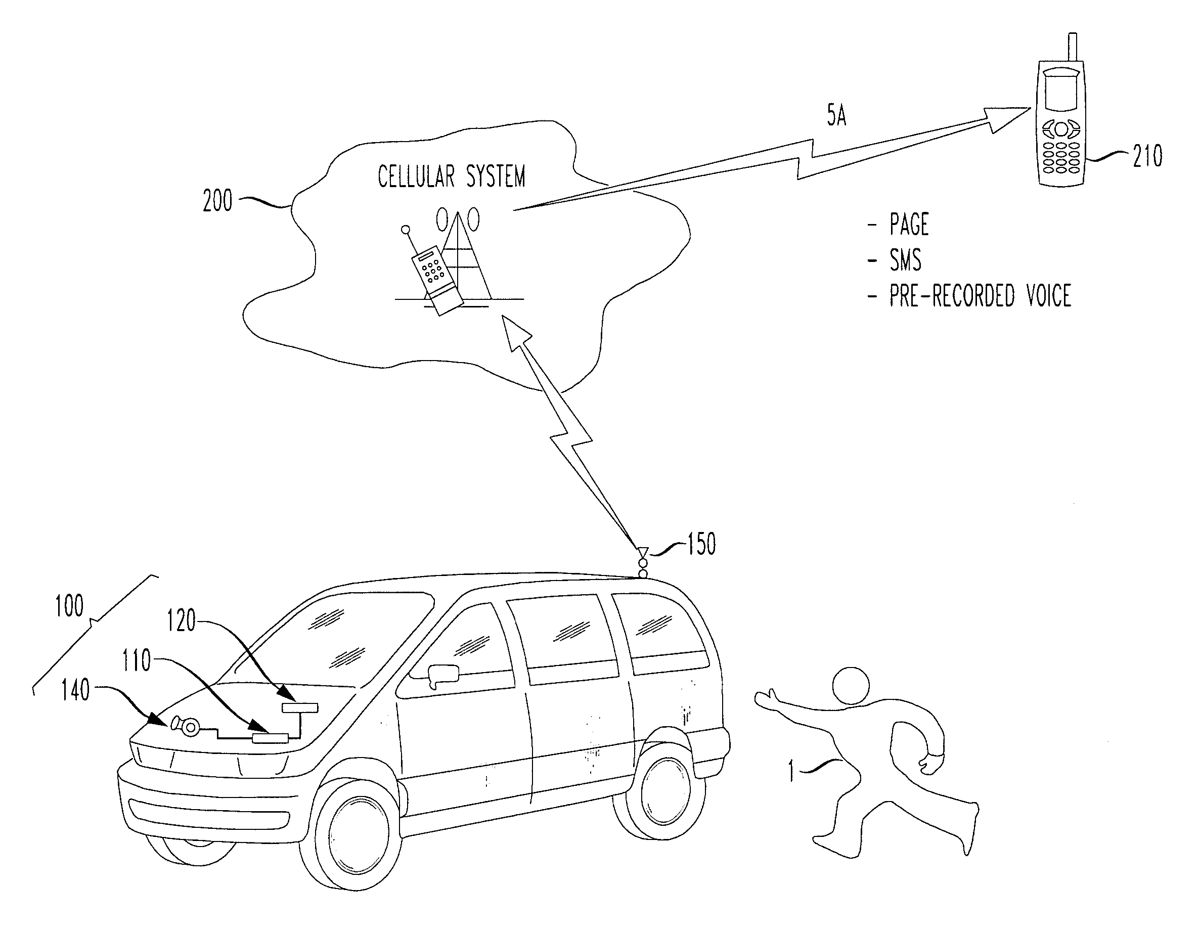 Cellular augmented vehicle alarm notification together with location services for position of an alarming vehicle