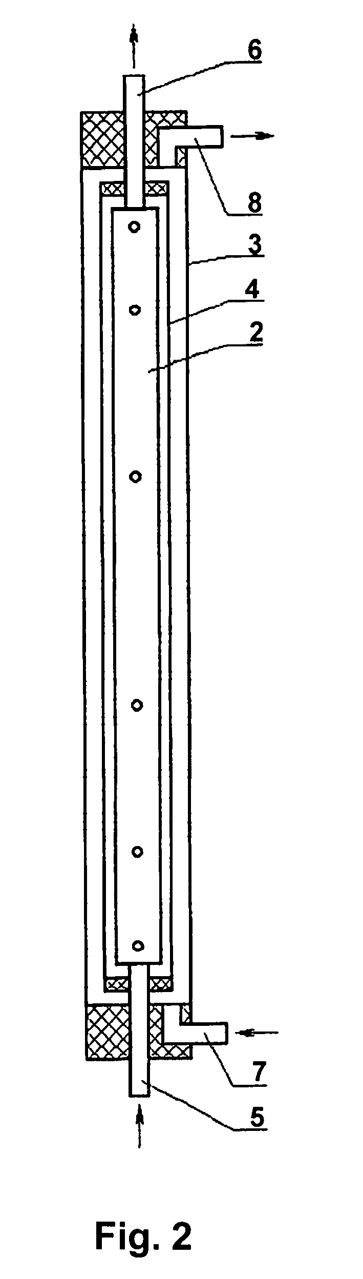 Device for producing anodic oxidaton products of an alkali or alkali-earth metal chloride solution