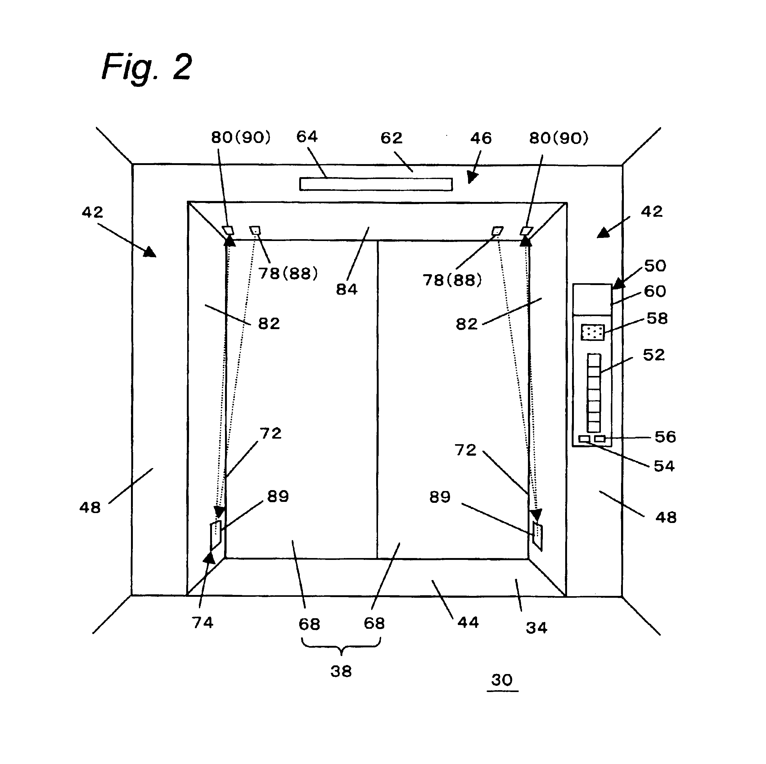 Sliding door system with optical detector for safe door opening and closing