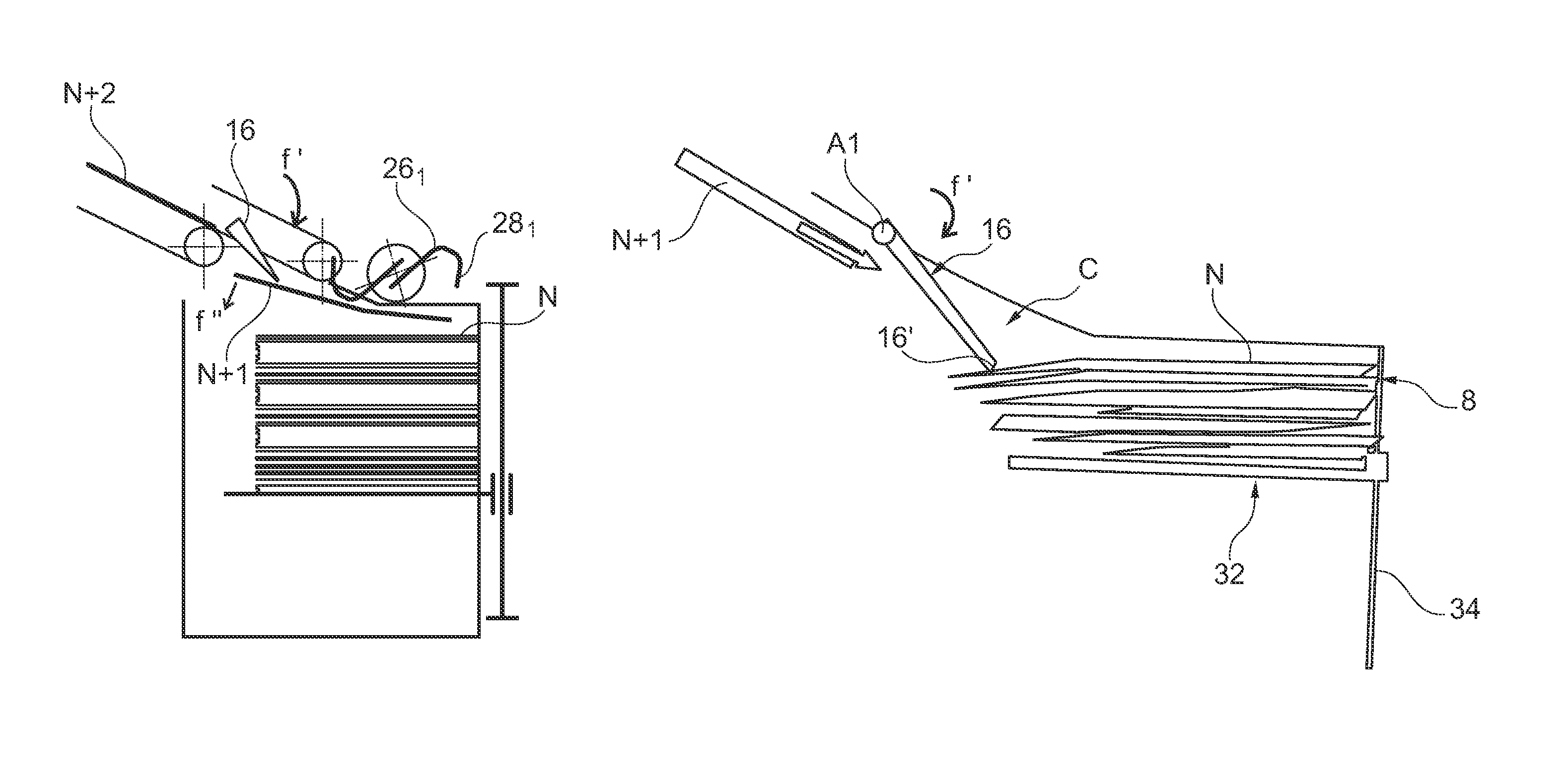 Device for stacking flat articles on edge and a postal sorting machine equipped with at least one such device