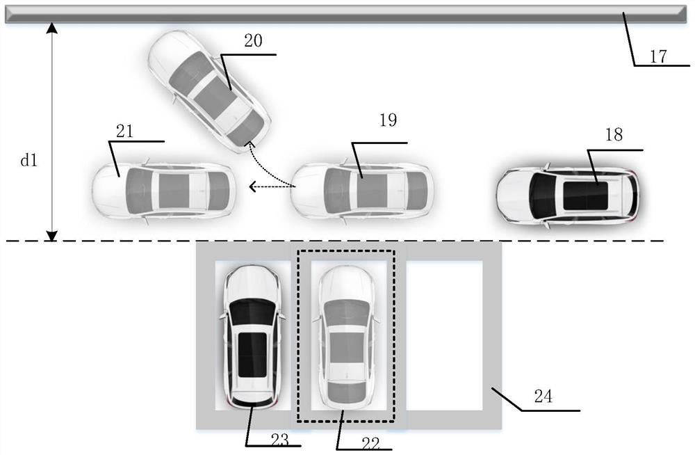 Automatic parking system 1D advancing parking method, system and vehicle