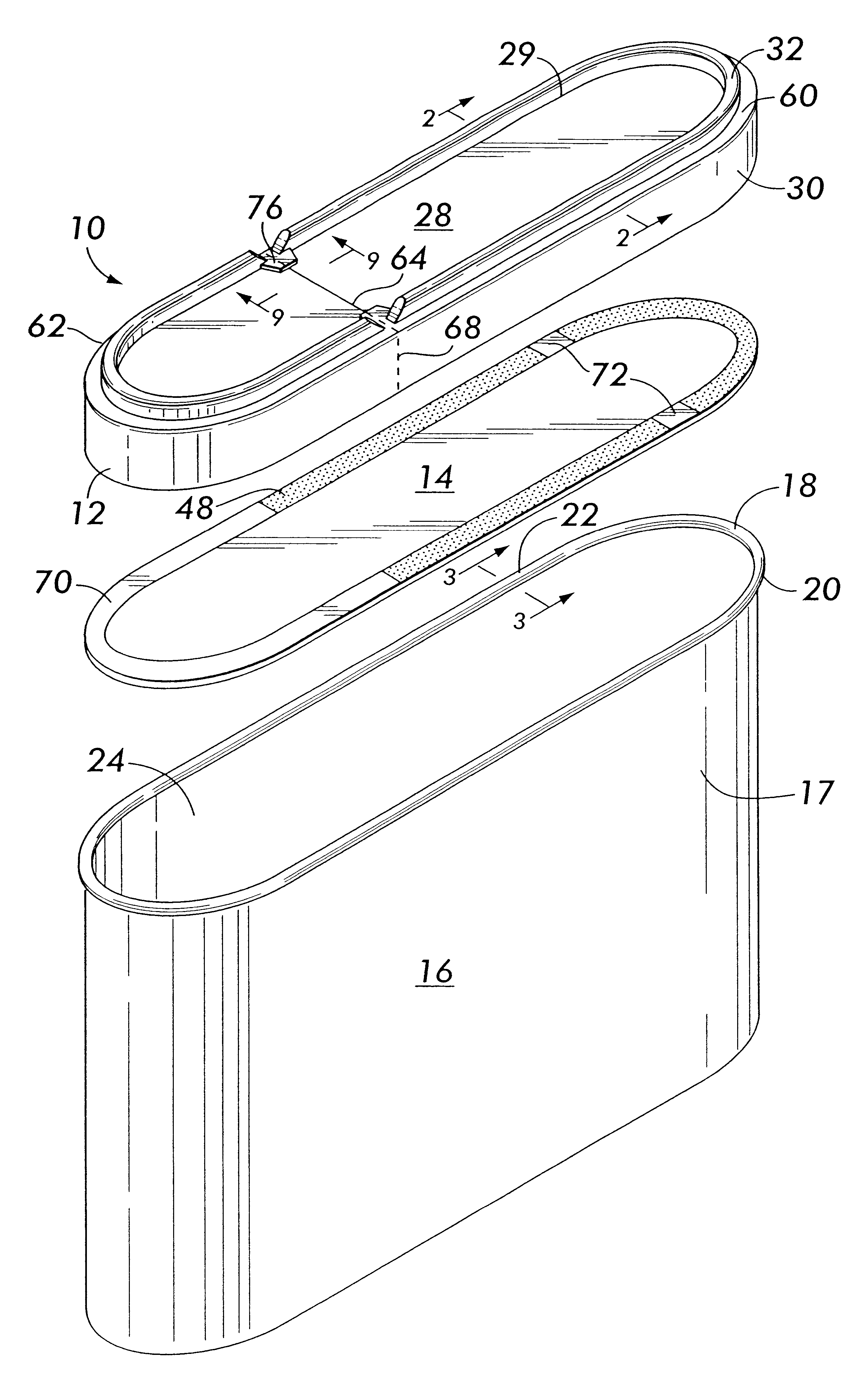 Stackable hinged container lid having detents