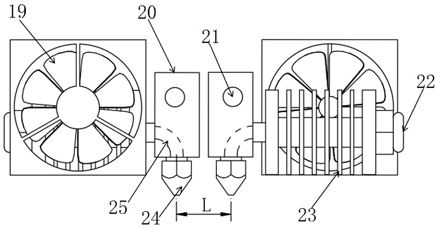 Three-nozzle layered collaborative printing method