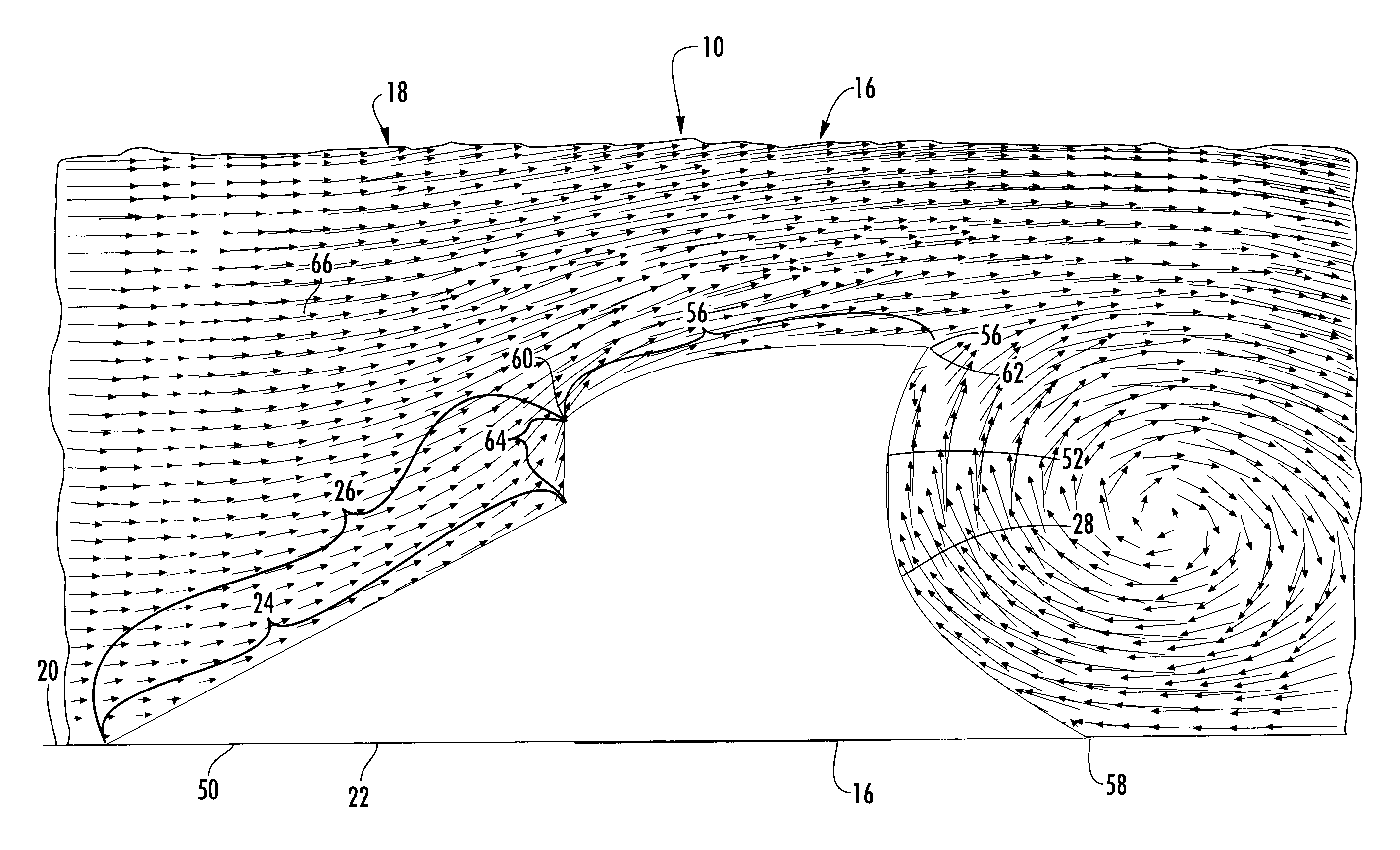 Turbine airfoil with an internal cooling system having trip strips with reduced pressure drop