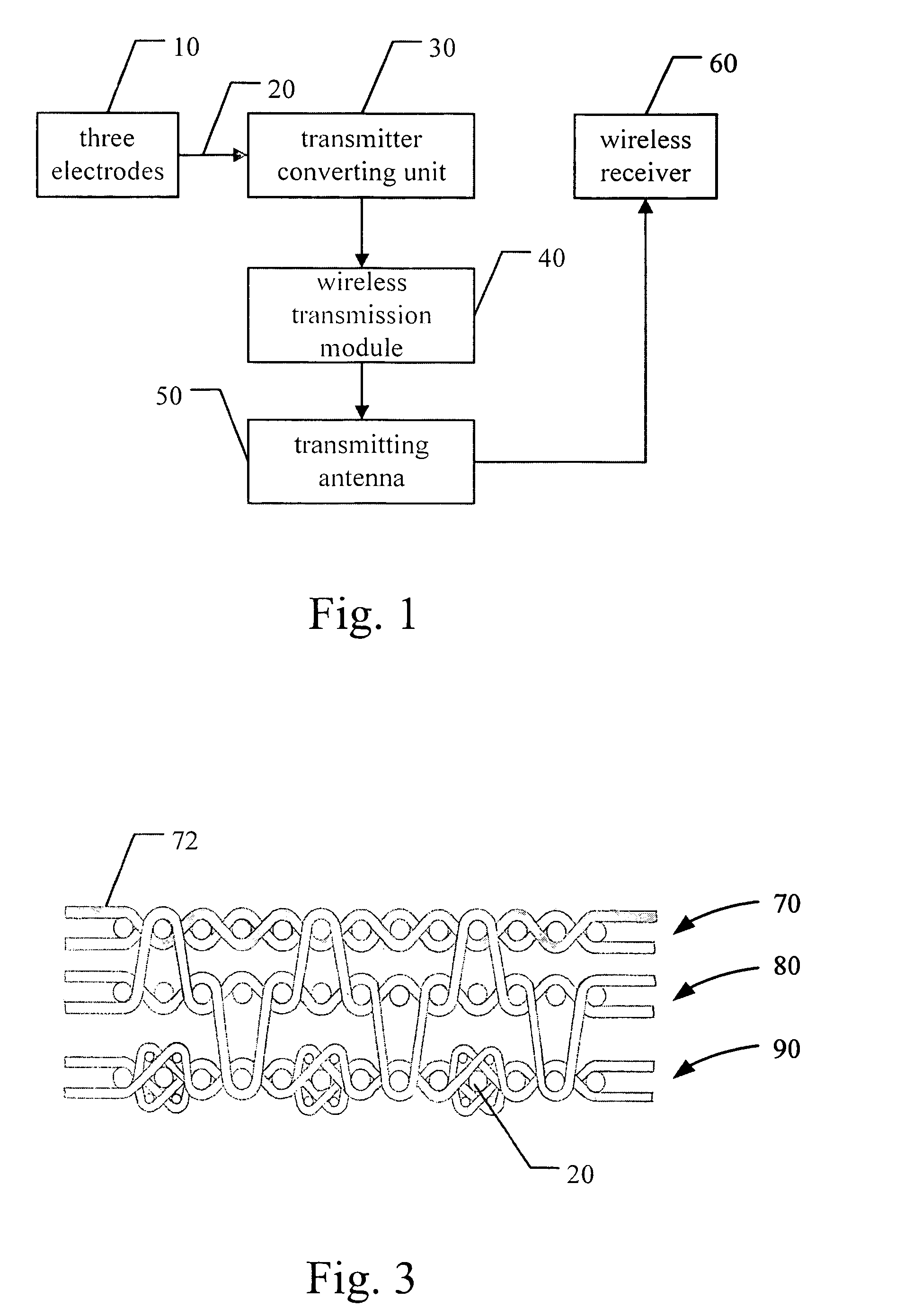 Wireless transmitted electrocardiogram monitoring device