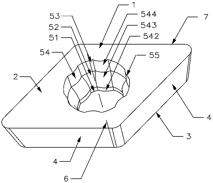 Polygonal cutting blade with bulge parts in hole and cutter