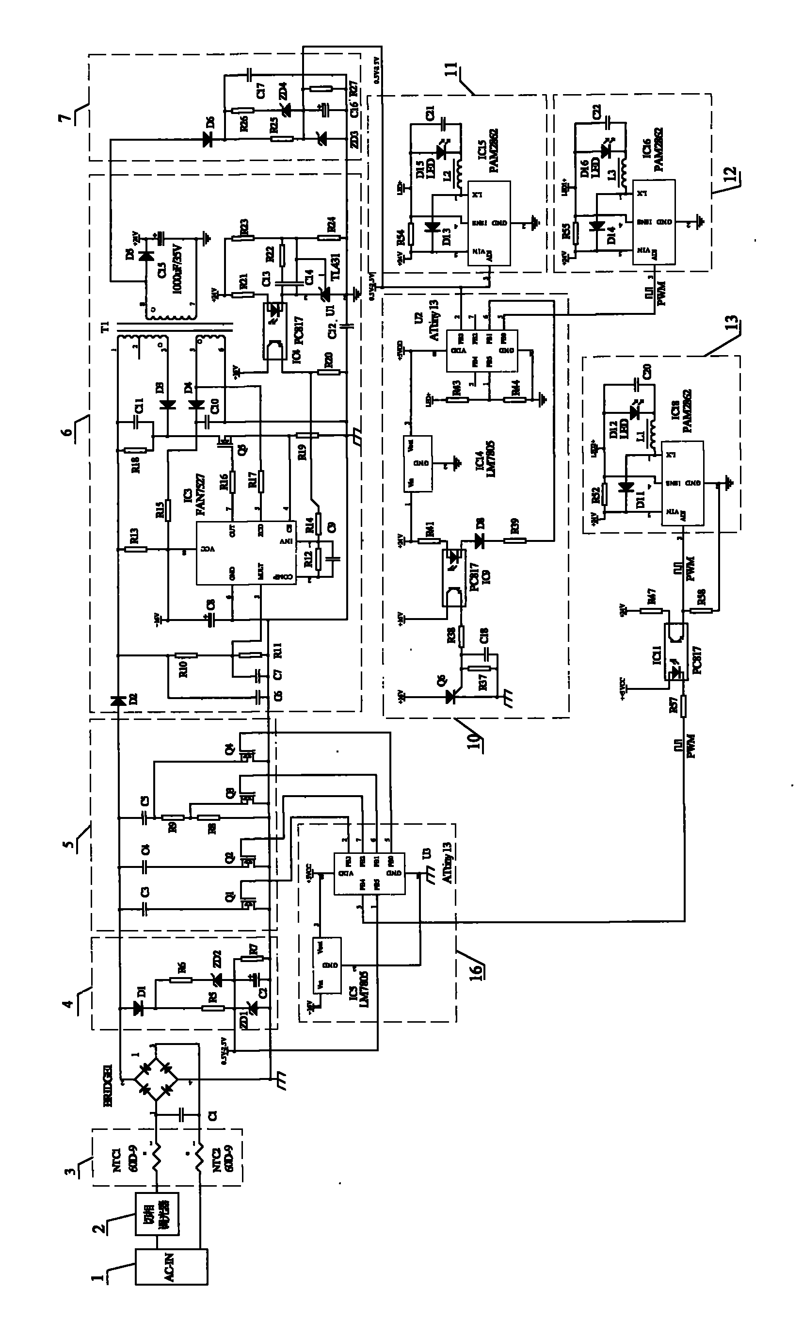 LED power supply with no-load and light-load protection output and capable of receiving phase-cut dimming stably