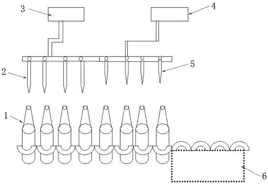 Three-needle-head-group type liquid filling and sealing machine