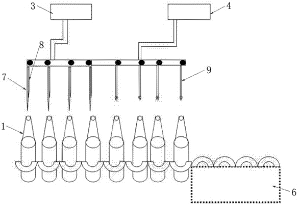 Three-needle-head-group type liquid filling and sealing machine