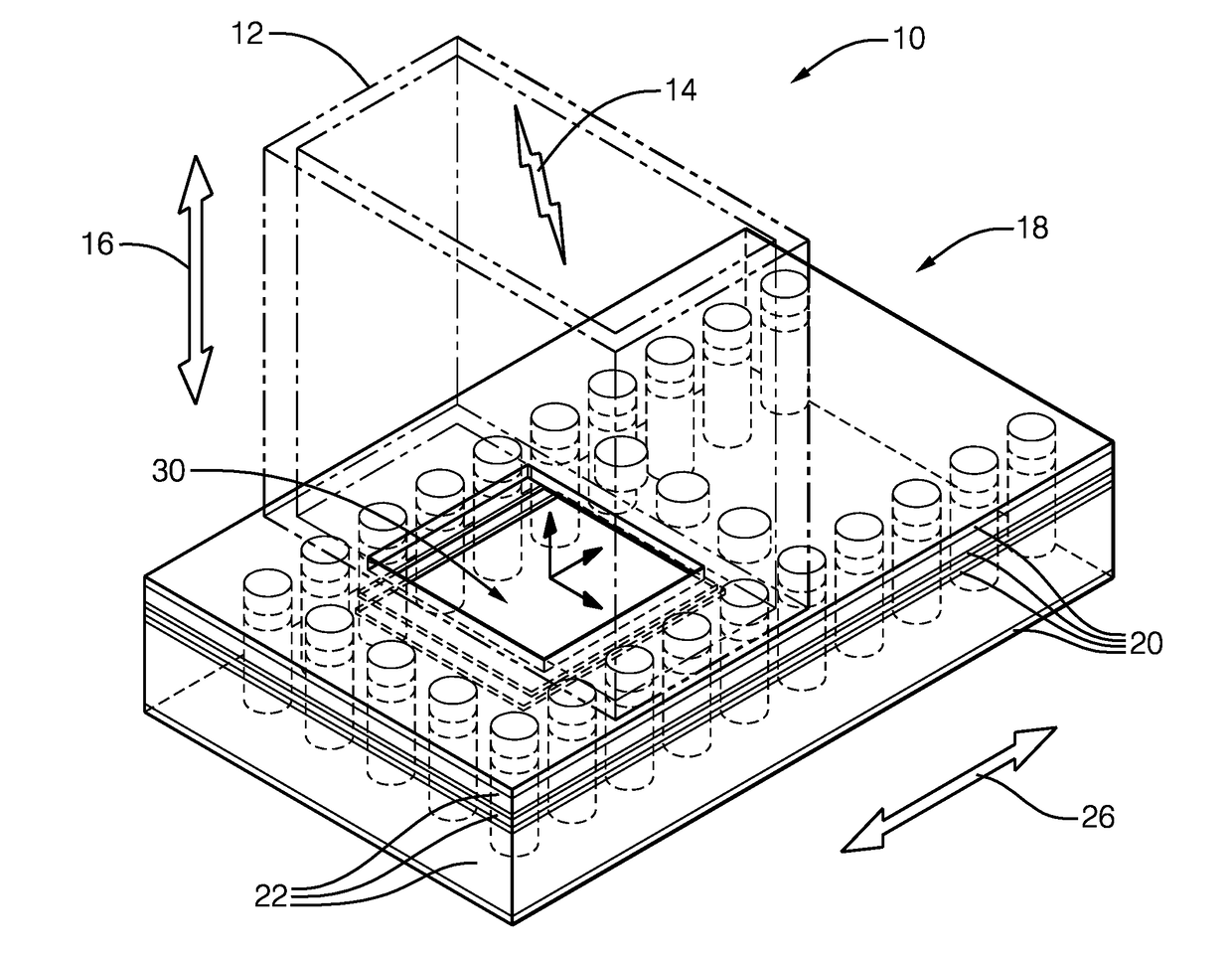 Radar assembly with ultra wide band waveguide to substrate integrated waveguide transition