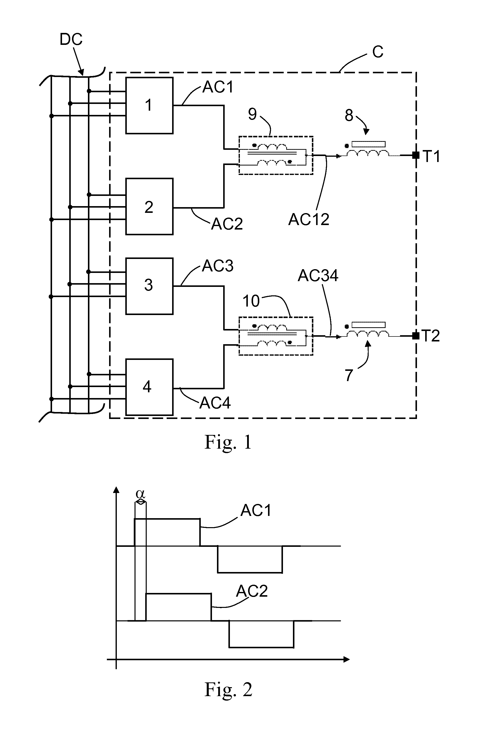 Control method for converting power, and electronic power converter adapted to carry out said method