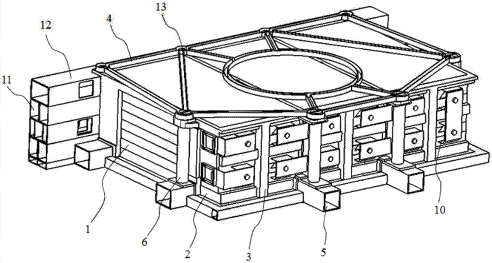 Sandwich-structured power battery arrangement apparatus applying high thermal conductivity foamy carbon material