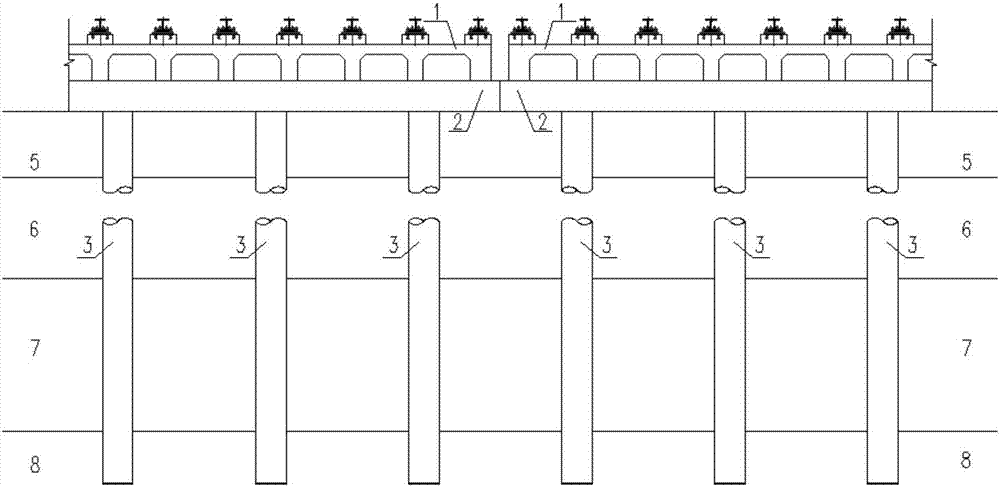 Independent pier-column rail-bearing beam structure in double-line filling section of medium and low-speed maglev traffic engineering