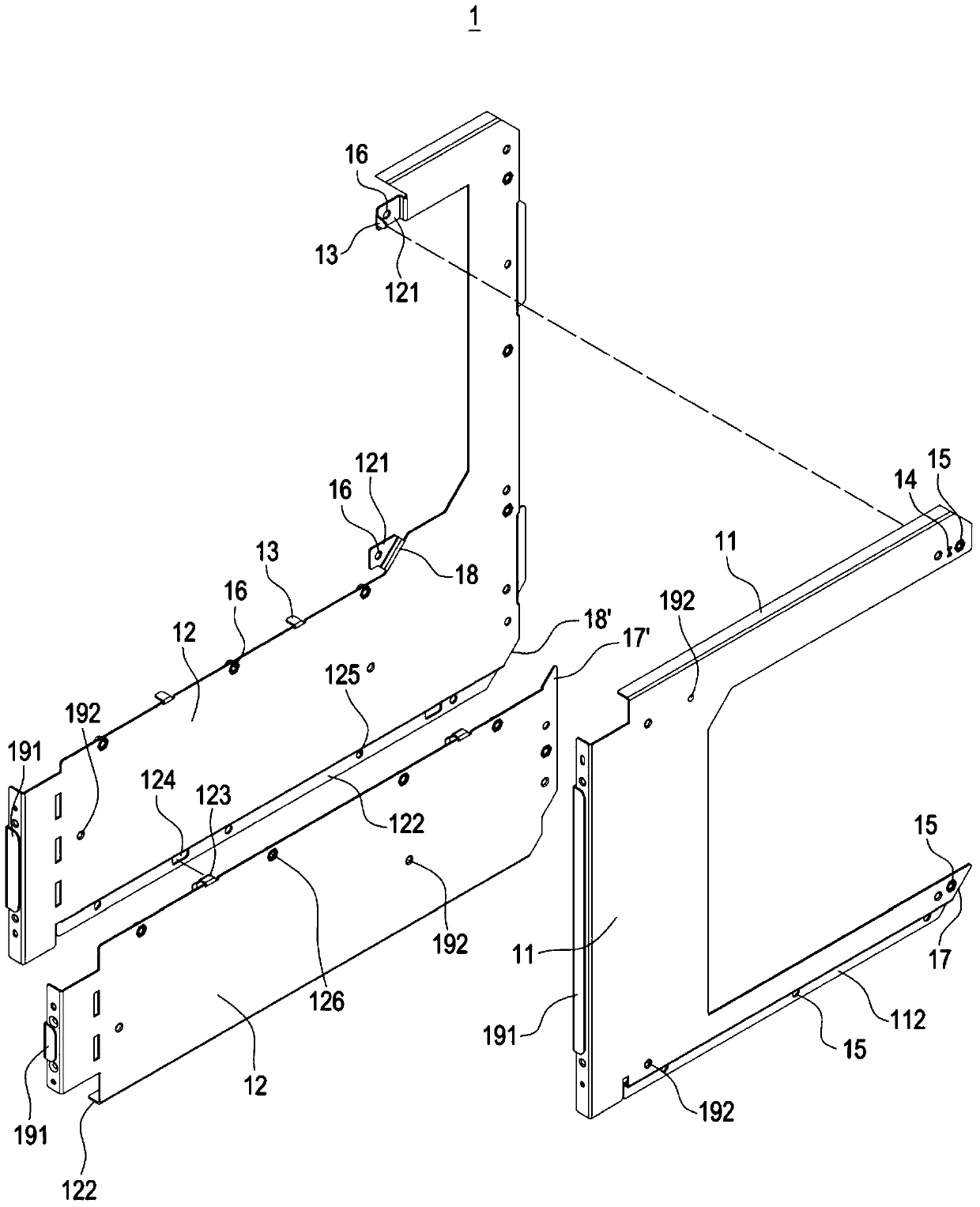 The combination structure of the fixed plate of the chassis