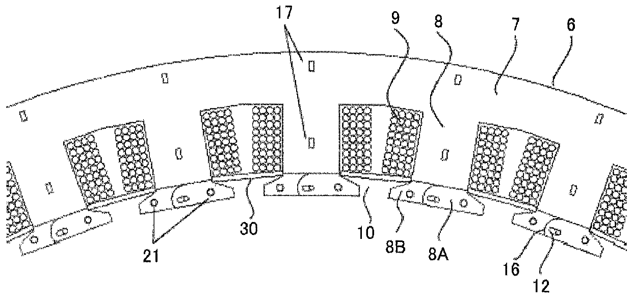 Armature core for rotary electric machine