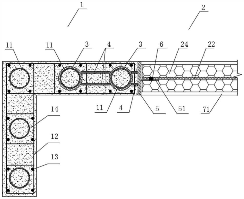 Connection node structure of row steel pipe concrete special-shaped column and beam and building structure system