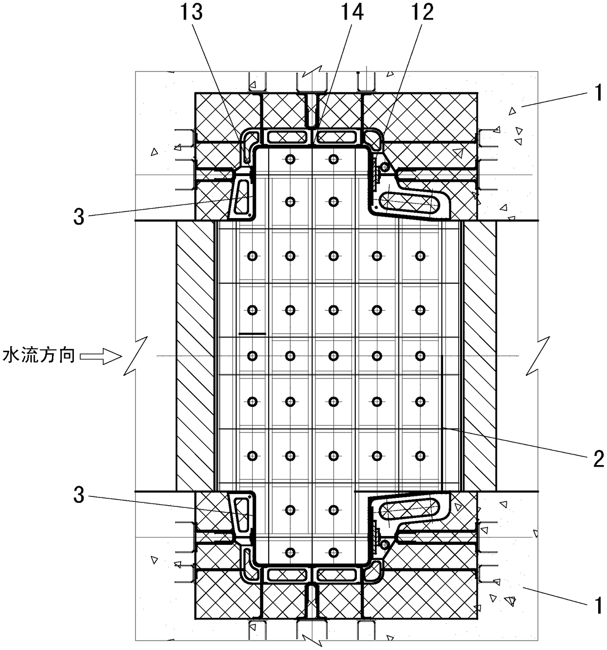 A super-high water head planar sliding accident gate groove structure