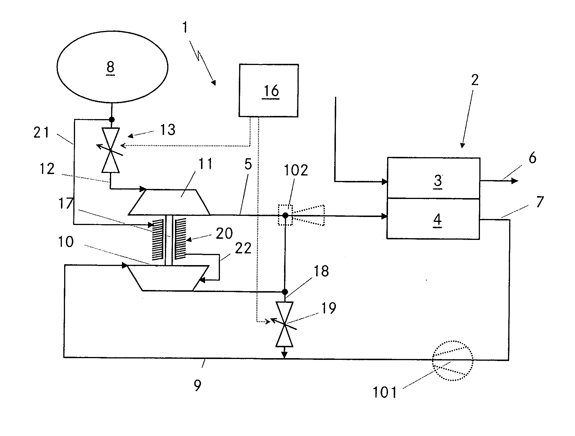 Fuel cell system having a fuel cell, a hydrogen storage tank, and an anode circuit