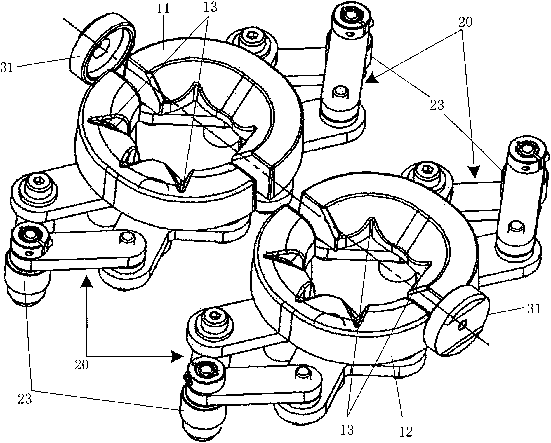 Mold, extruding device and dumpling-making machine