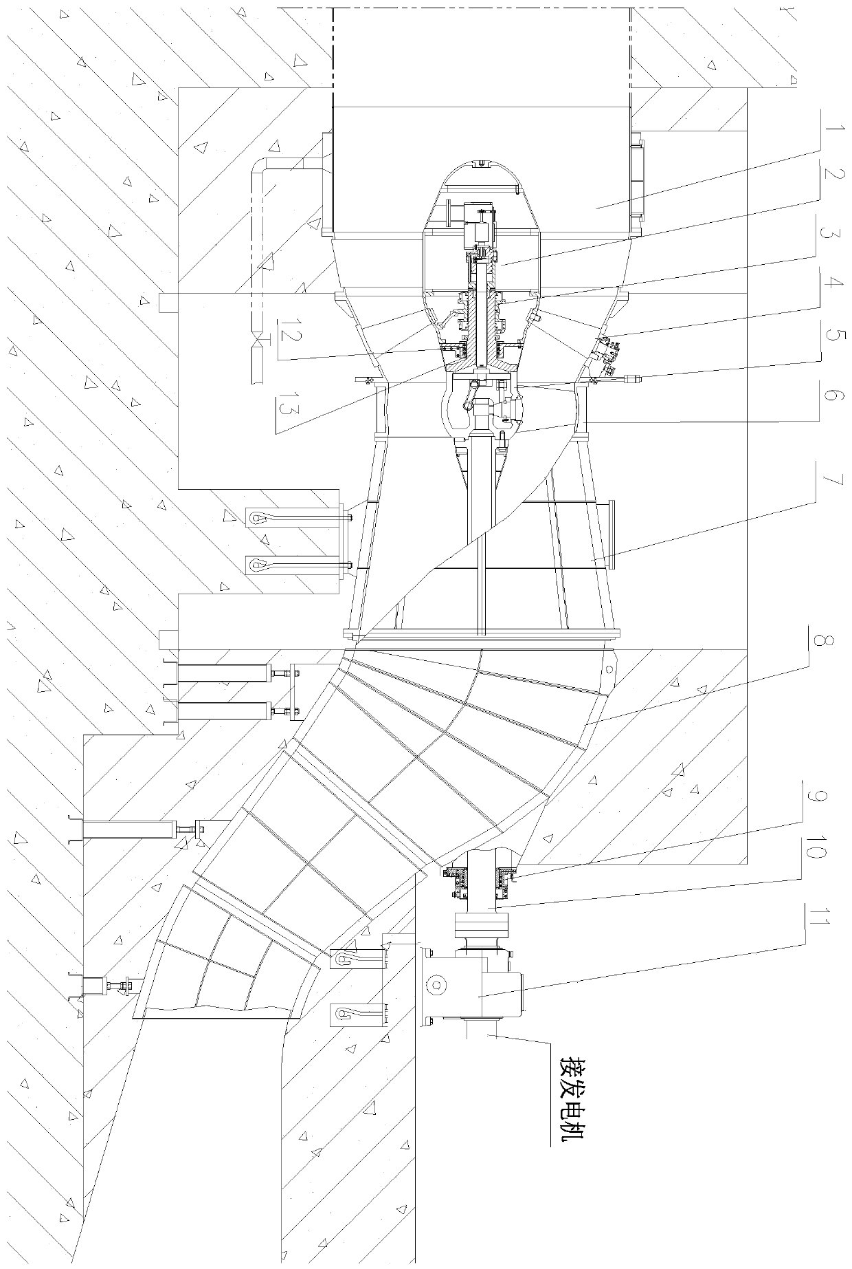 Shaft-extending cross-flow propeller type water turbine