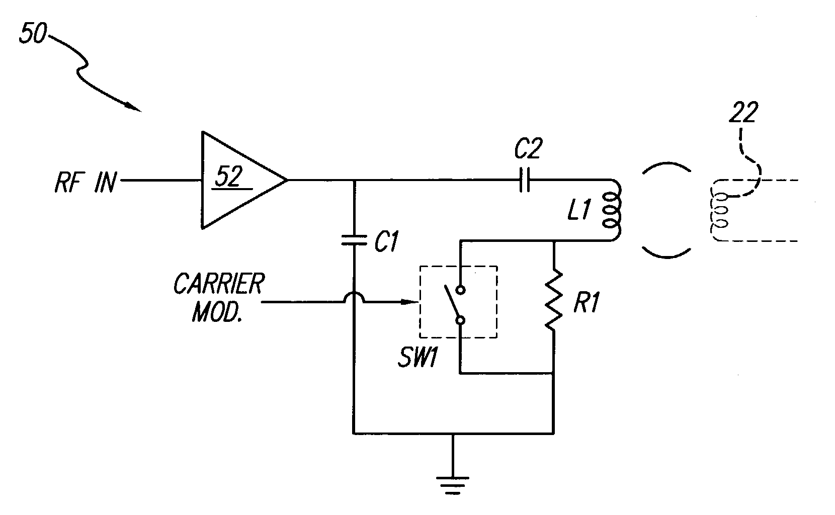 Low-power, high-modulation-index amplifier for use in battery-powered device