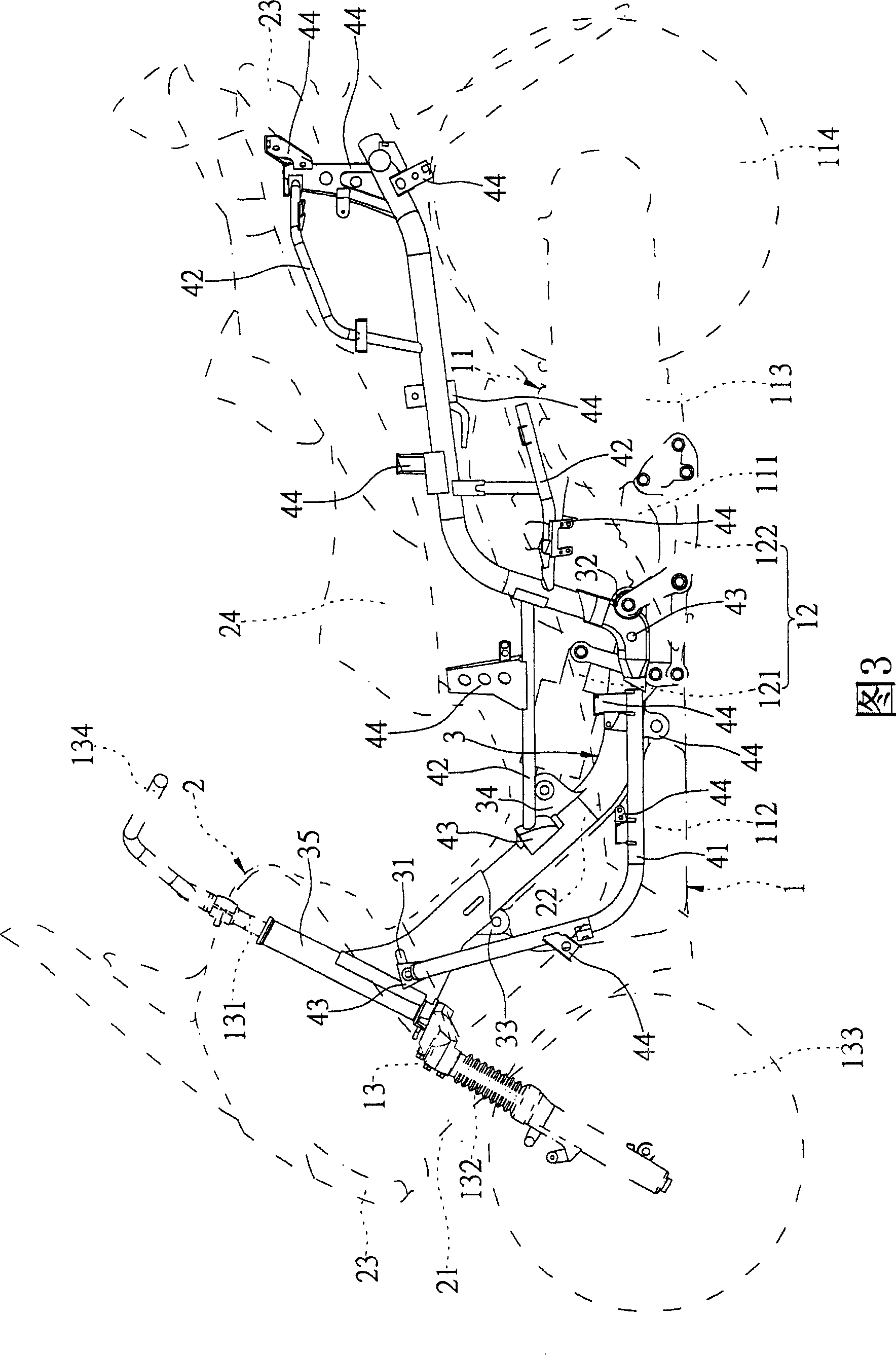 Bicycle frame structure for automatic bicycle