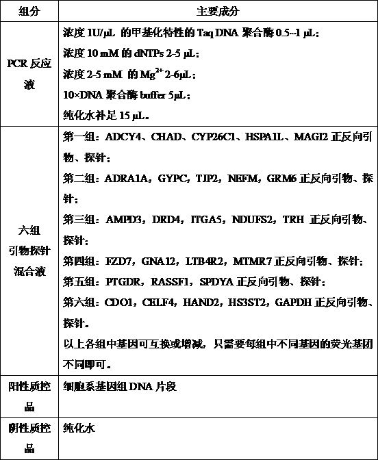 Combined marker for endometrial benign and malignant lesions, detection primer probe set and kit