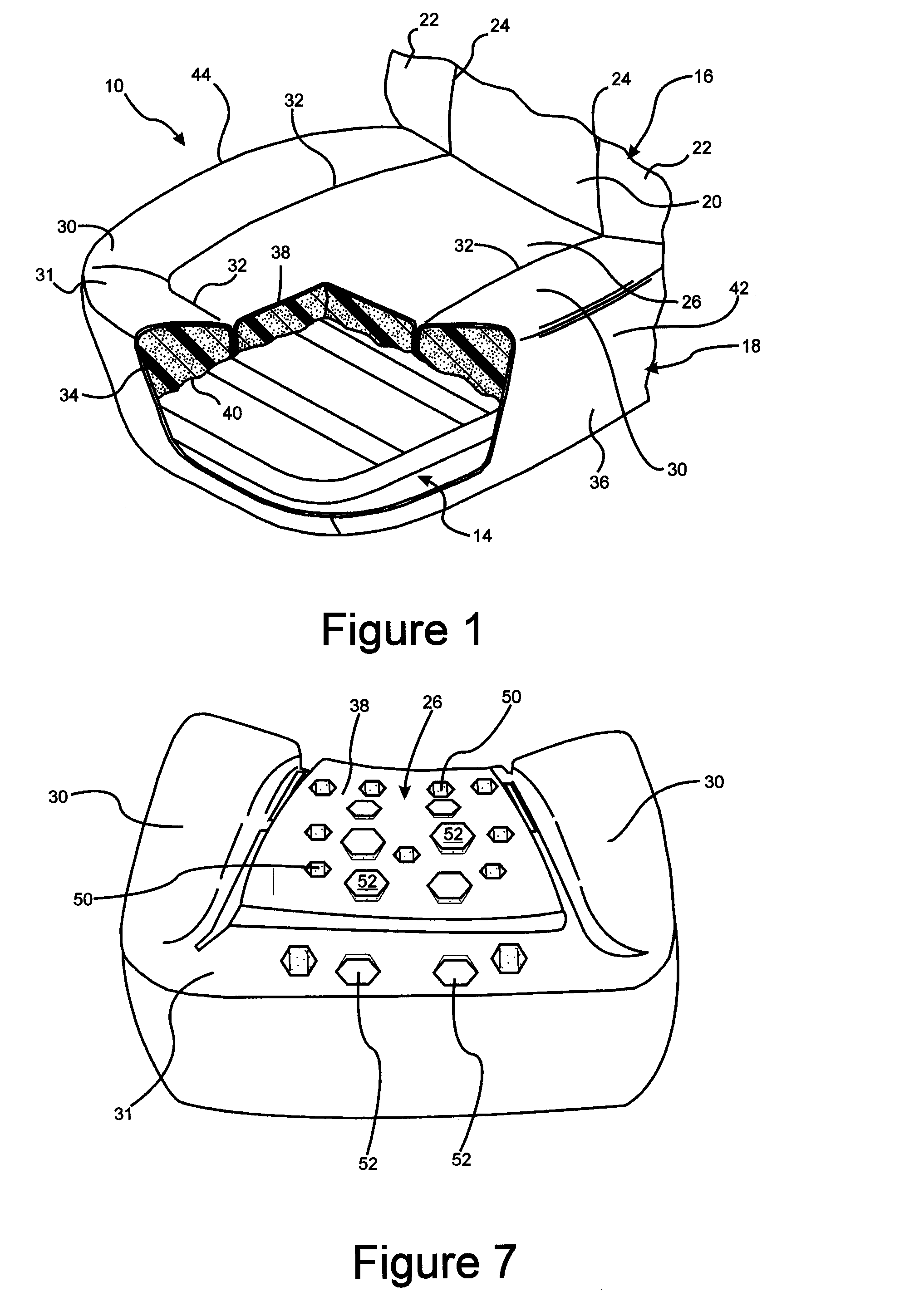 Vehicle seat assembly having a hardness gradient via "a" surface intrusions and/or protrusions