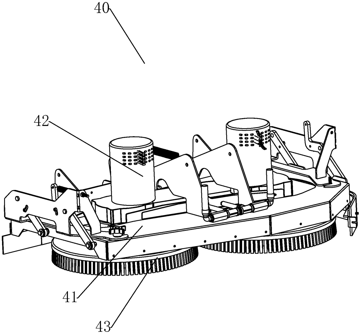 A vehicle-mounted floor scrubber