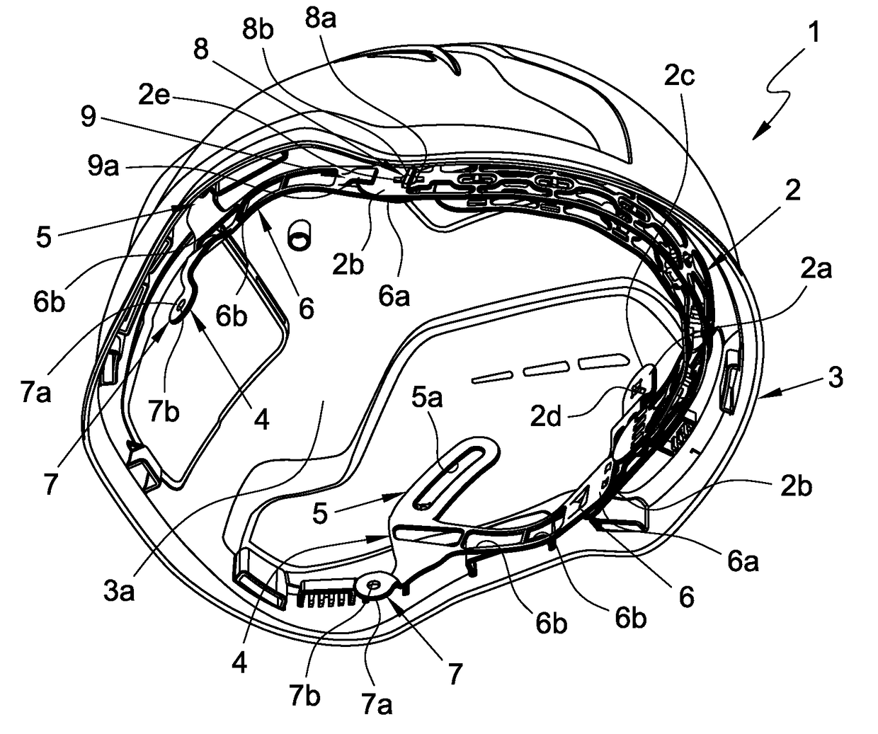 Forehead support band for helmets and helmet provided with such forehead support band