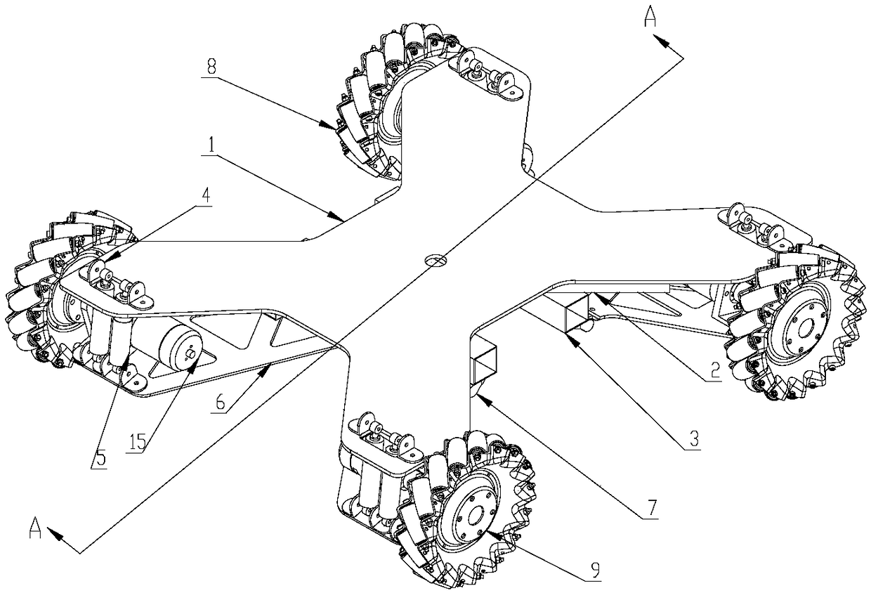 A hinge-mounted independent suspension omni-directional mobile platform based on a McNum wheel