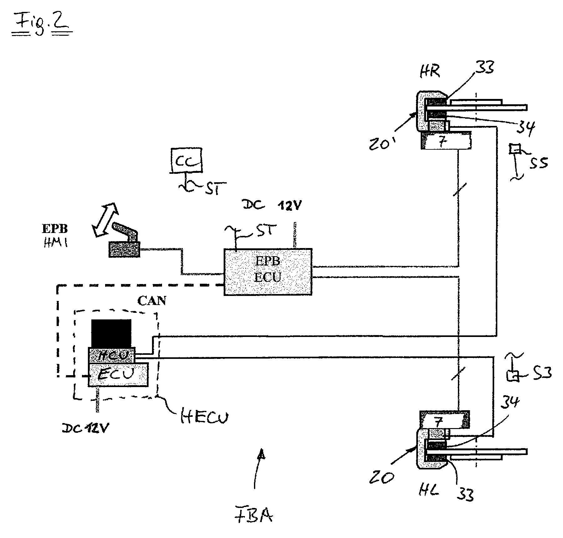 Motor vehicle braking system having a hydraulically actuated service braking system and an electromechanically actuated braking system