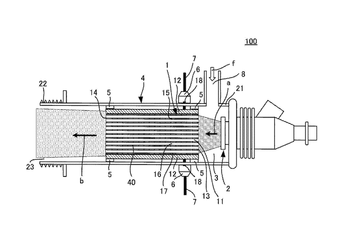 Reducing agent injection device and exhaust gas treatment method