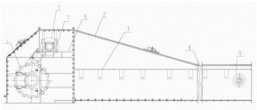 Embedded scraper transporter head assembly having scraper chain automatic compensation function