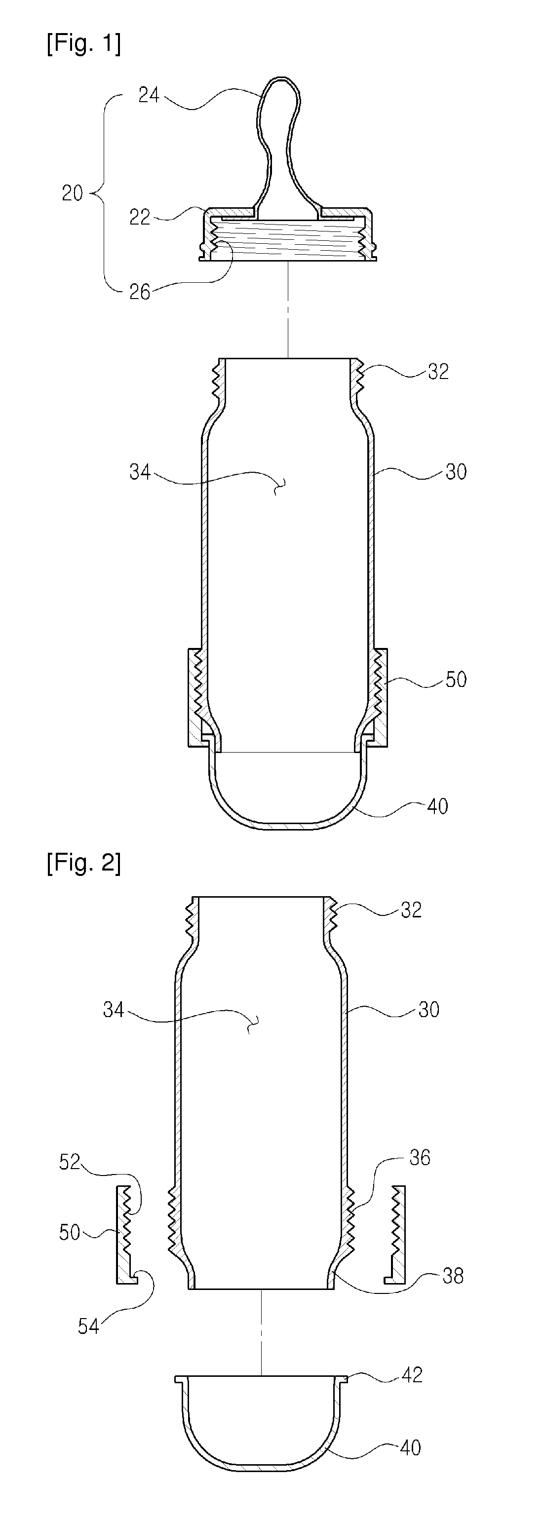 Separate type nursing bottle