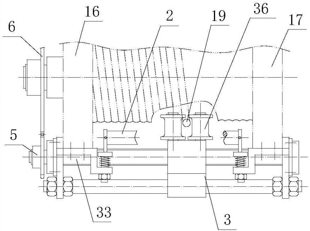 Rope guide with pressing wheel type rope-pressing device and guide rod type thread rope-guiding device