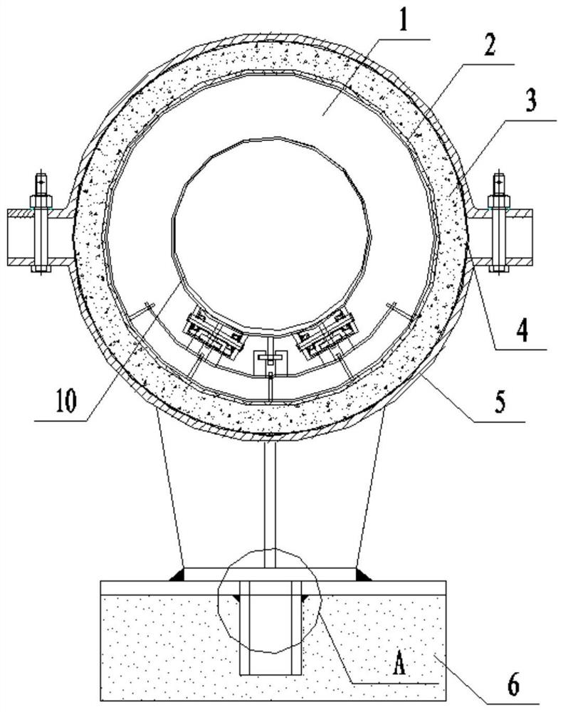 Inner sliding pipe support system and manufacturing method thereof