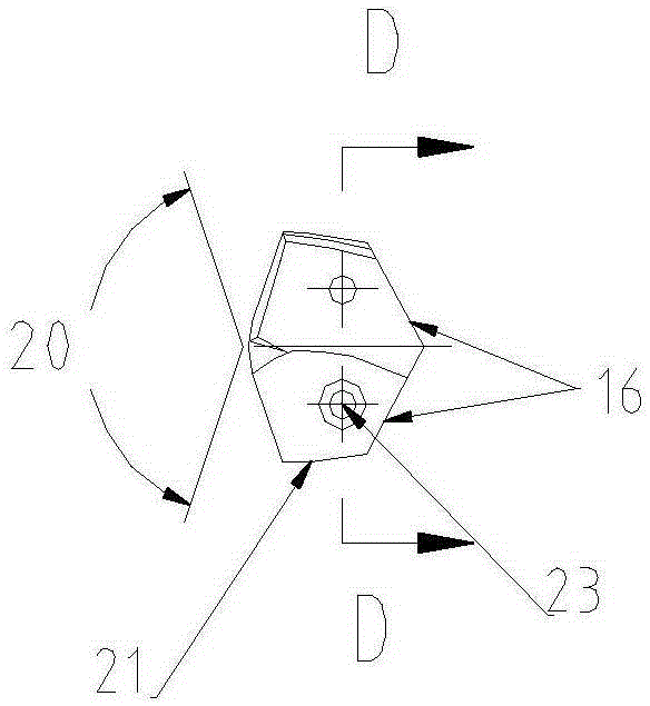 Tooth crown blade locked through double screws in V-shaped positioning groove