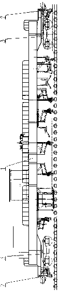 Railway construction machine guard rail hoisting device and rail replacing locomotive guard rail hoisting device