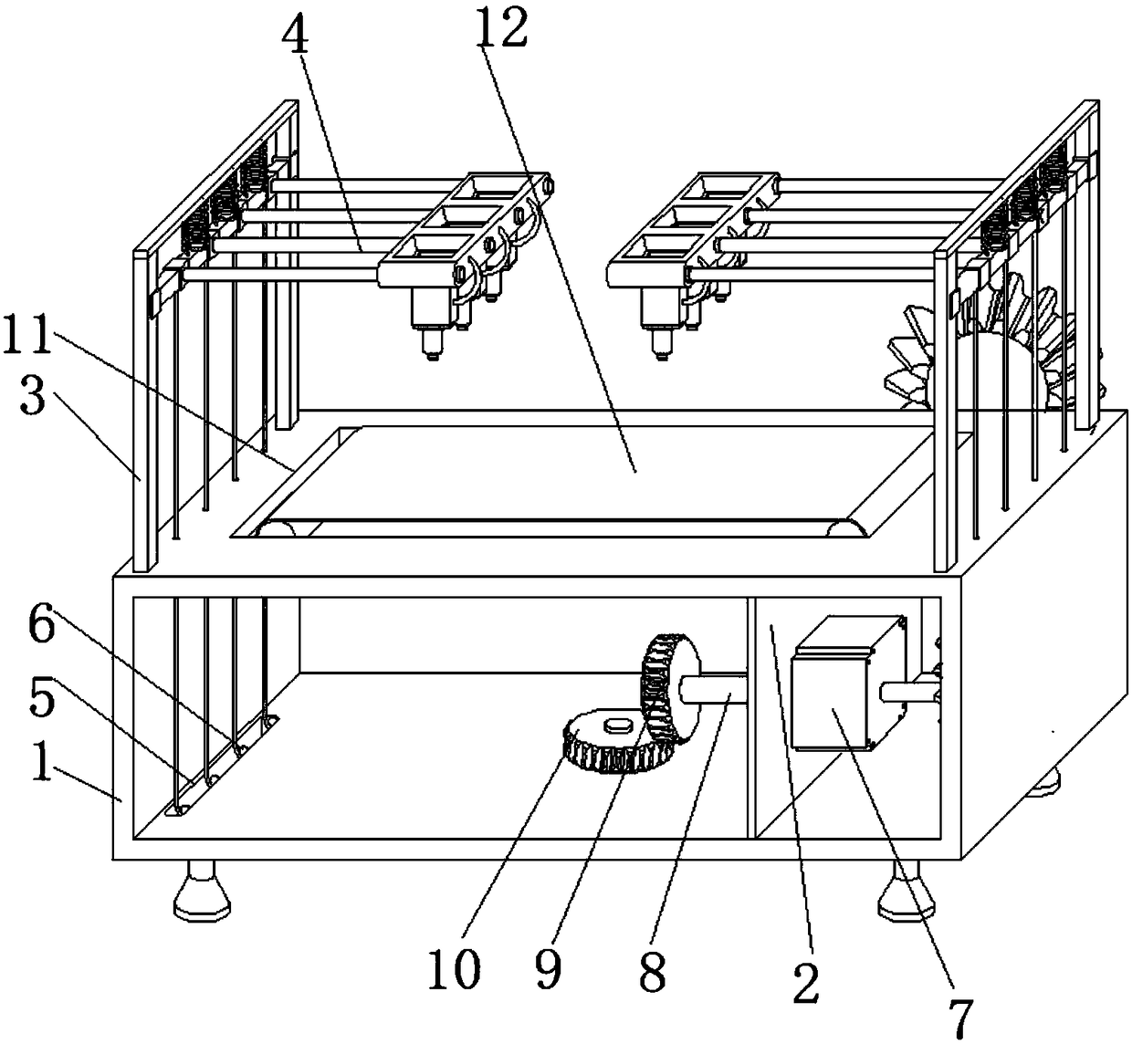 Staggering type laser engraving device for double-pattern carpet processing