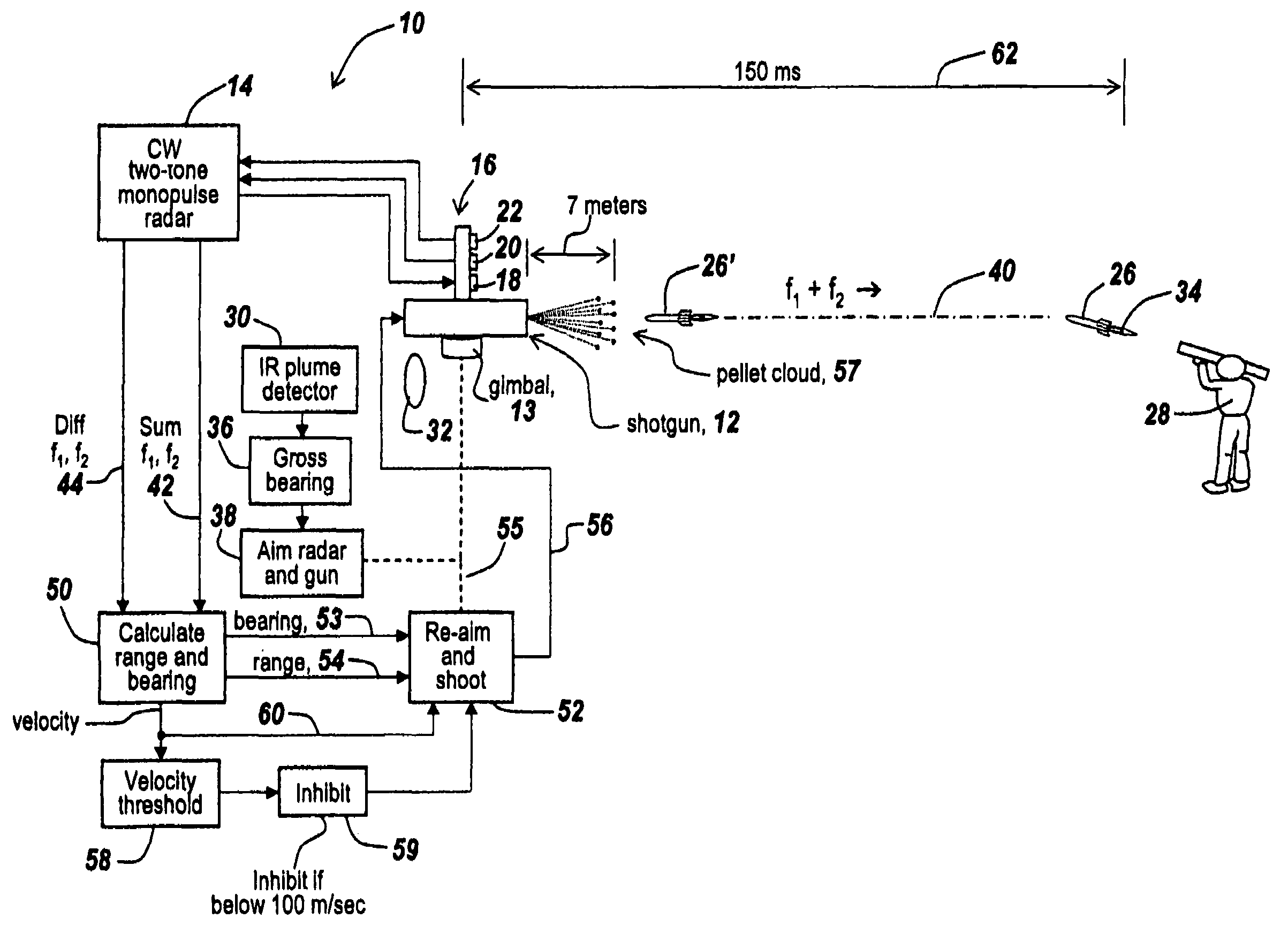 Method and apparatus for improved determination of range and angle of arrival utilizing a two tone CW radar