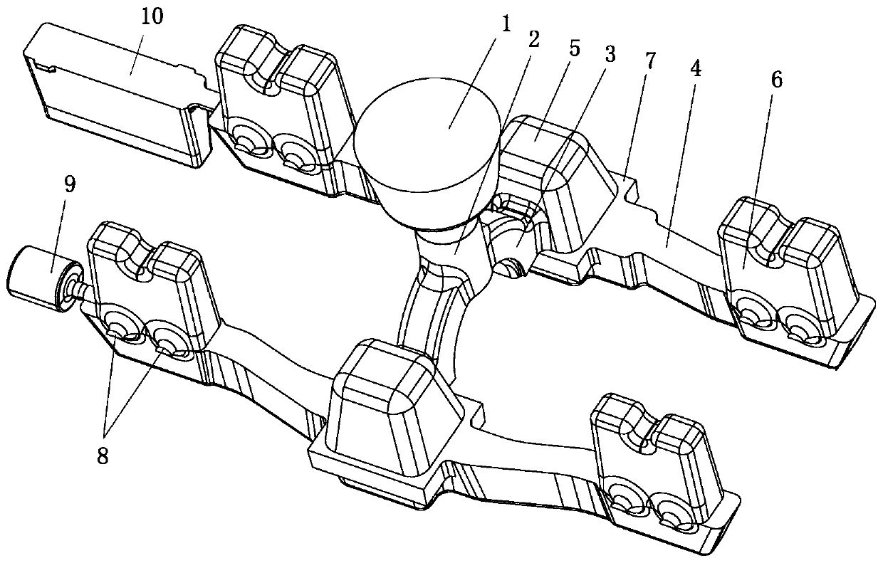 Space spanning pouring system for iron mold sand coating process