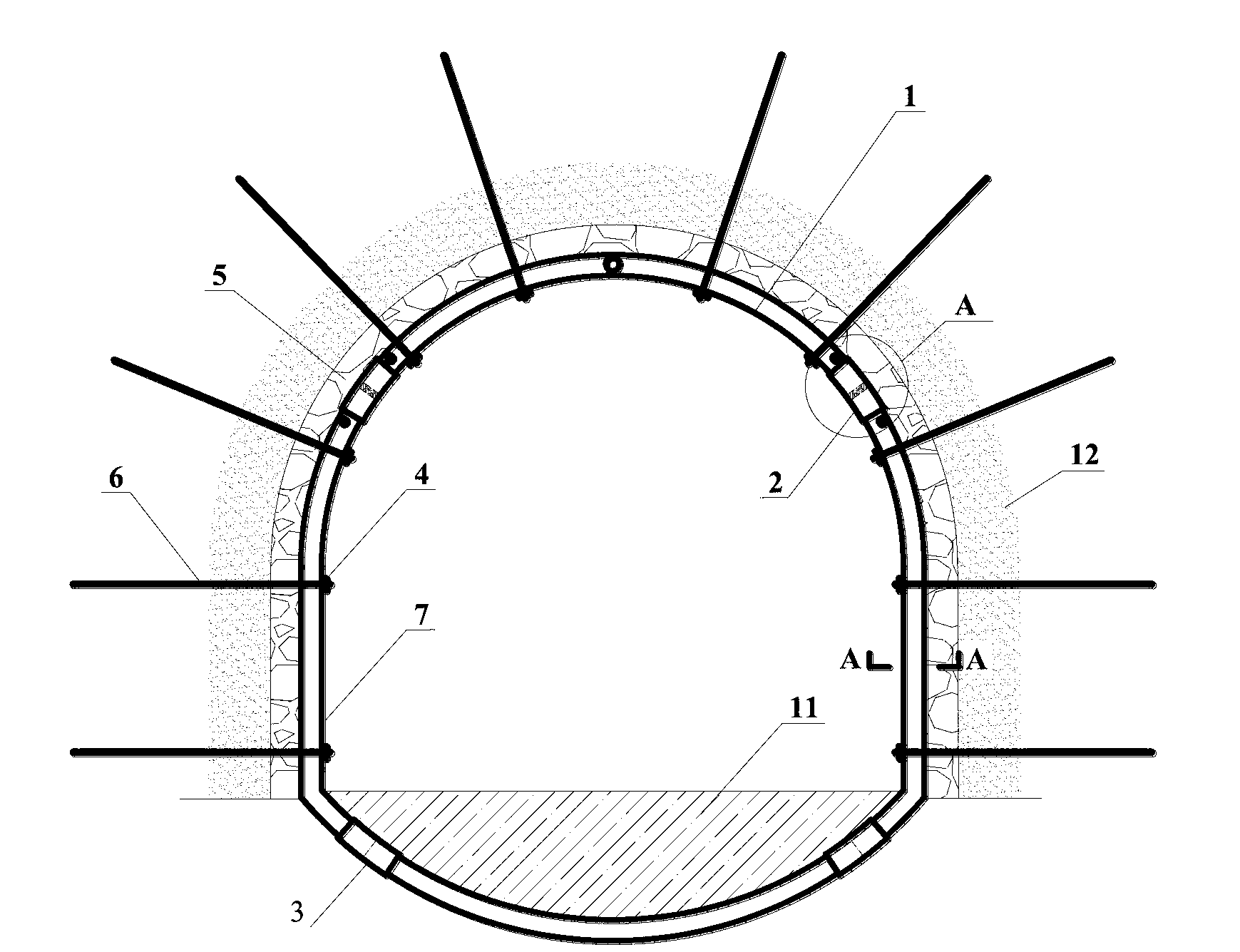 High-strength three-dimensional support system of yielding type restriction concrete lagging jack